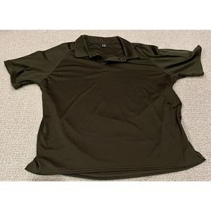 Men's Short Sleeve Shirt GREEN Tactical Military Polo Shooting Patch Zipper XL